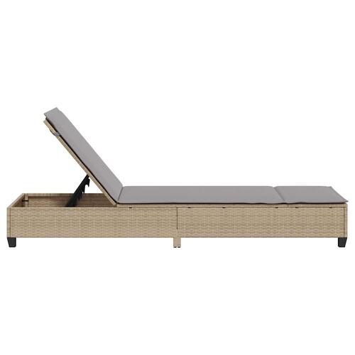 Liggestol med hynder 55x200x25,5 cm polyrattan beige