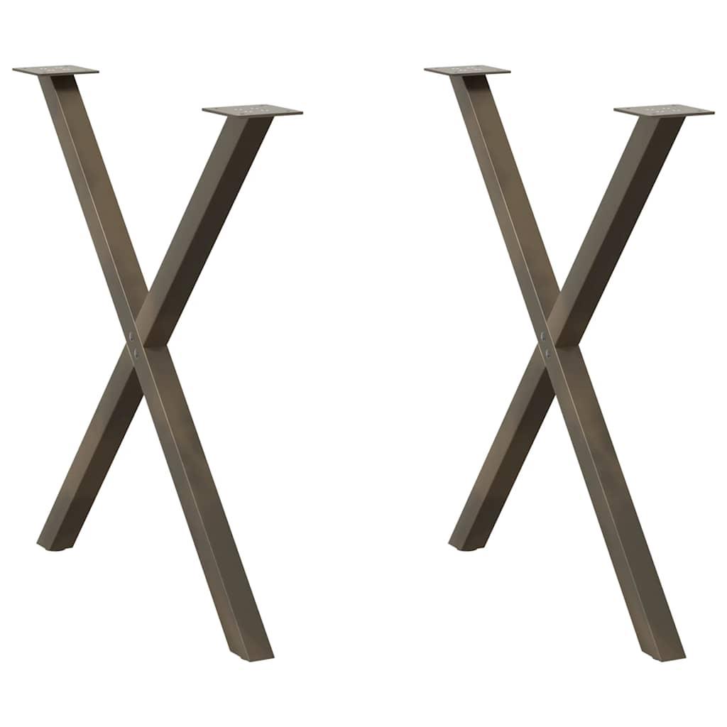 Spisebordsben X-formet 2 stk. naturstål 70 x (72-73) cm stål
