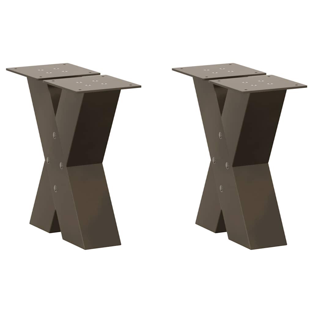 Sofabordsben X-formet 2 stk. naturstål 30x(30-31) cm stål