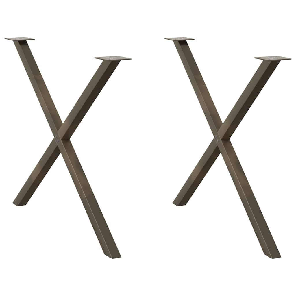 Spisebordsben X-formet 2 stk. naturstål 90x(72-73) cm stål