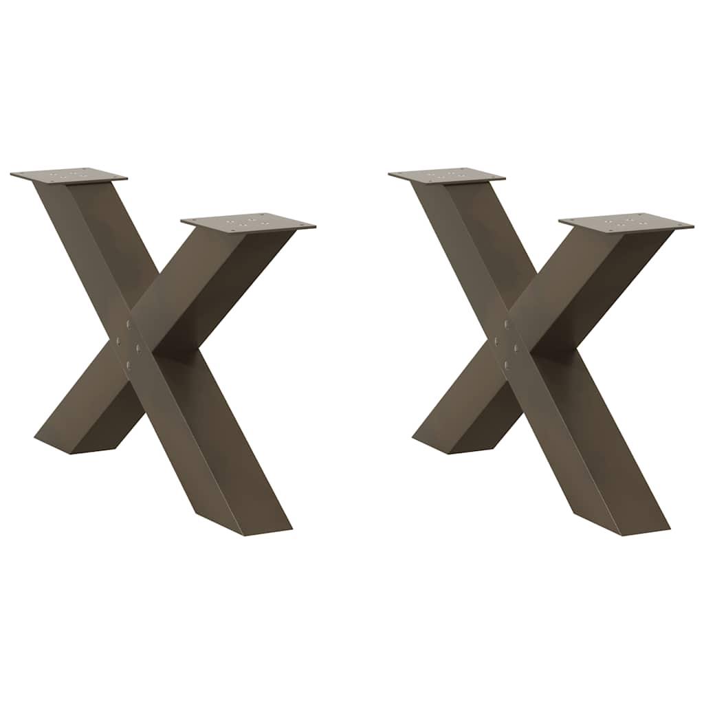 Sofabordsben X-formet 2 stk. naturstål 70 x (42-43) cm stål