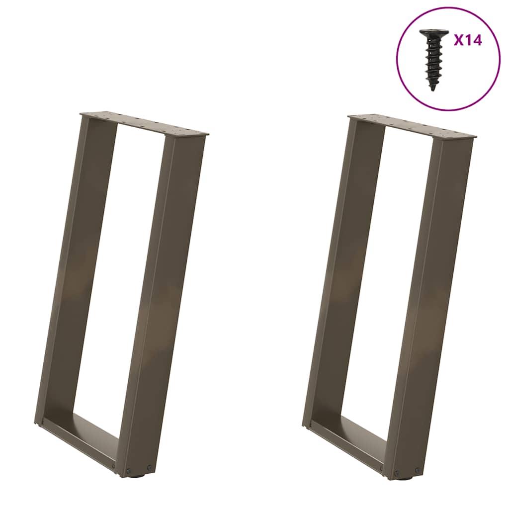 Spisebordsben U-formet 2 stk. naturstål 60x(72-73) cm stål