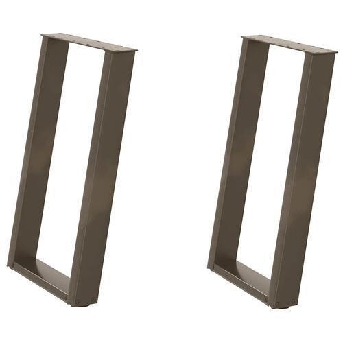 Spisebordsben U-formet 2 stk. naturstål 60x(72-73) cm stål