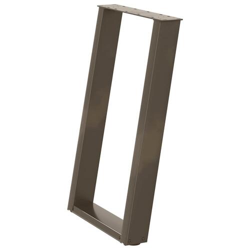 Spisebordsben U-formet 2 stk. naturstål 60x(72-73) cm stål