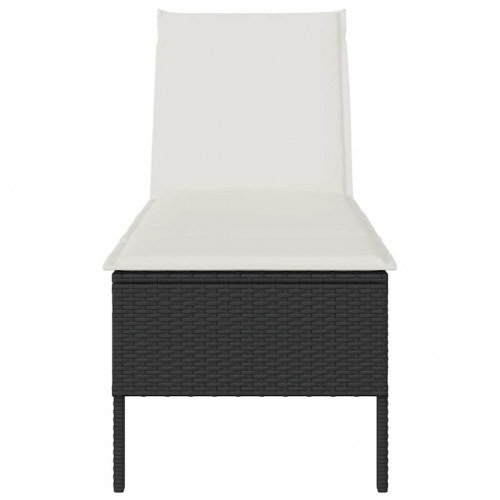 Liggestol med hynde i polyrattan - sort, 55 × 200 × 44 cm