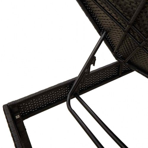 Liggestol med hynde i polyrattan - sort, 55 × 200 × 44 cm