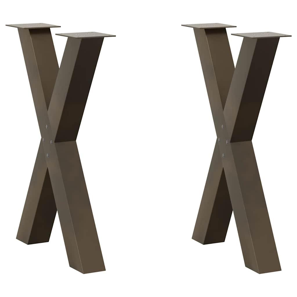 Spisebordsben X-formet 2 stk. naturstål 60 x (72-73) cm stål