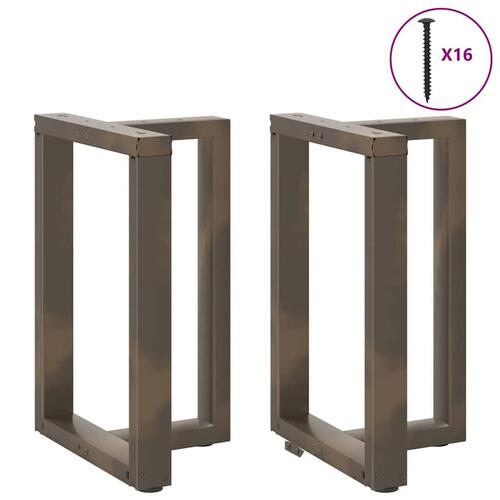 Spisebordsben T-formet 2 stk. naturstål 60x35x(72-73) cm stål