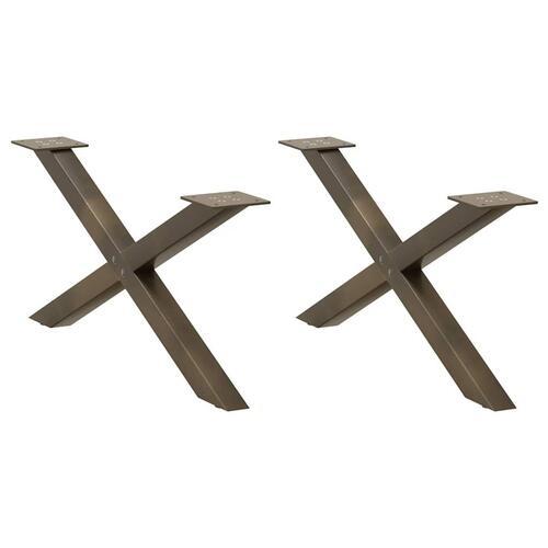Sofabordben X-formet 2 stk. naturstål 70x(30-31) cm stål