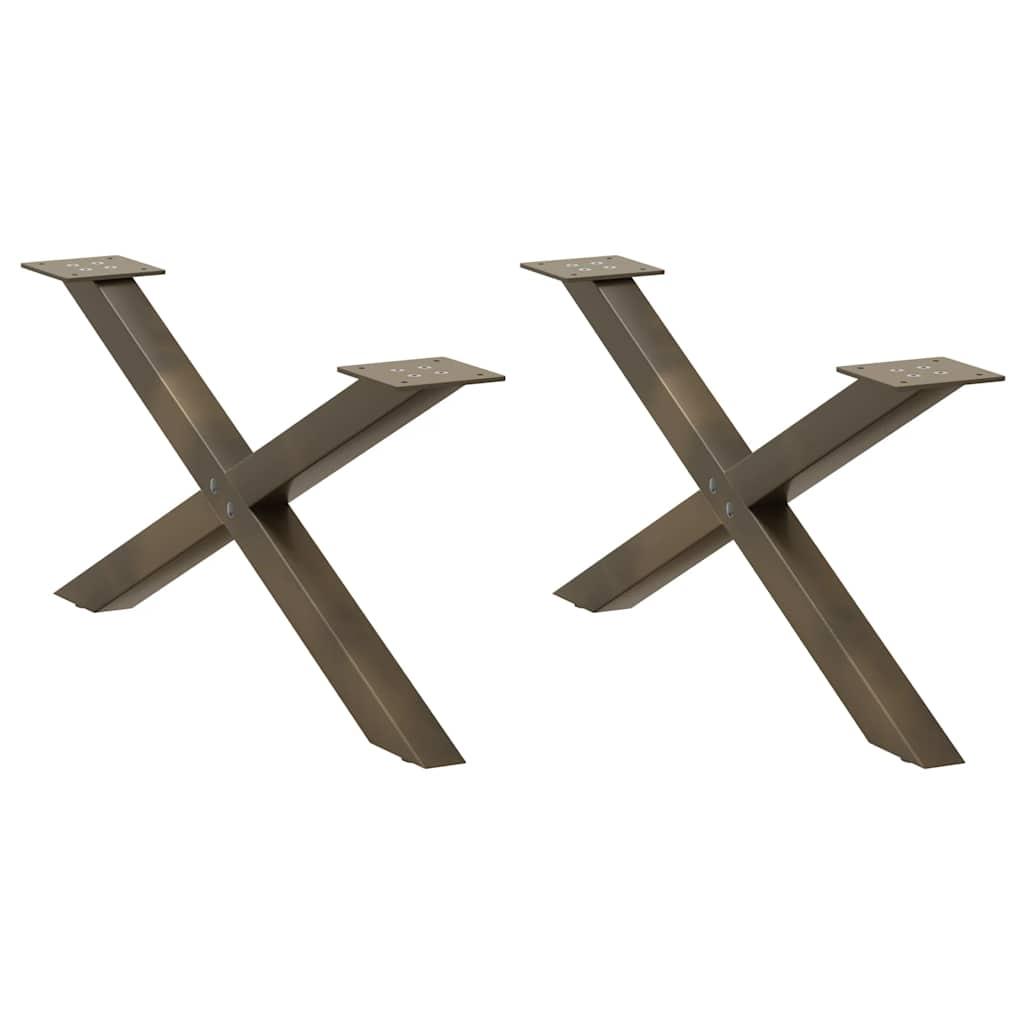 Sofabordben X-formet 2 stk. naturstål 70x(30-31) cm stål