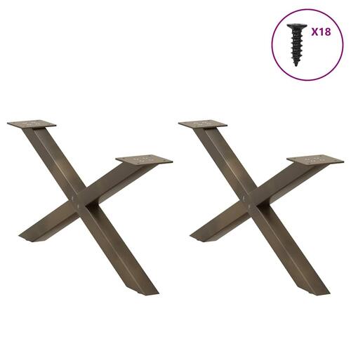 Sofabordben X-formet 2 stk. naturstål 70x(30-31) cm stål