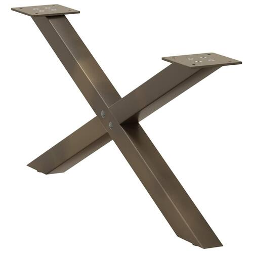 Sofabordben X-formet 2 stk. naturstål 70x(30-31) cm stål