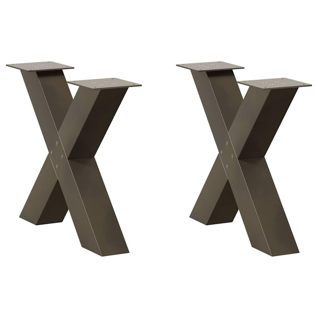 Sofabordsben X-formet 2 stk. naturstål 60x(42-43) cm stål