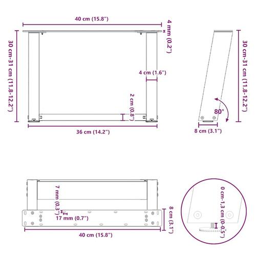 Sofabordben U-formet 2 stk. naturstål 40x(30-31) cm stål