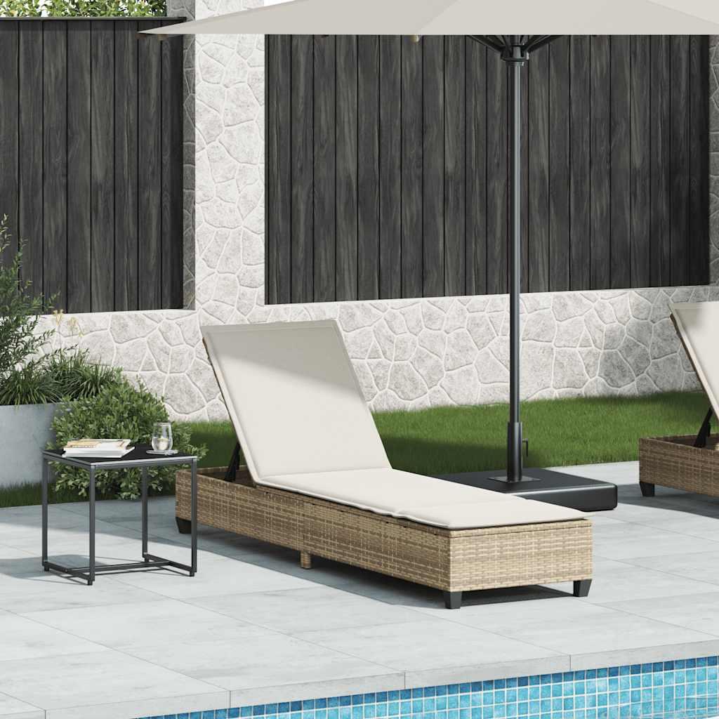 Liggestol med hynder 55x200x25,5 cm polyrattan beige