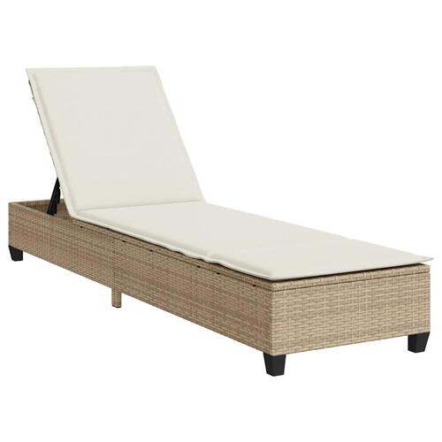 Liggestol med hynder 55x200x25,5 cm polyrattan beige