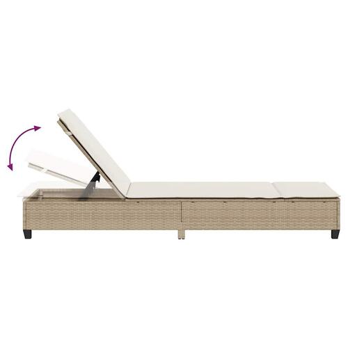 Liggestol med hynder 55x200x25,5 cm polyrattan beige