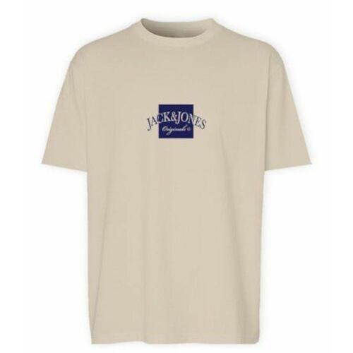 Kortærmet T-shirt til Mænd Jack & Jones JORBOSTON TEE SS 12277888 Beige 2XL