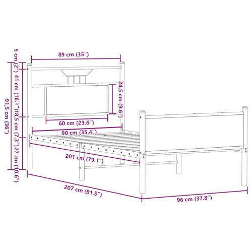 Sengeramme 90 x 200 cm uden madras - brunt egetræ