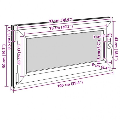 Kældervindue "RISOR" 100x50 cm dreje-kip DIN venstre antracit