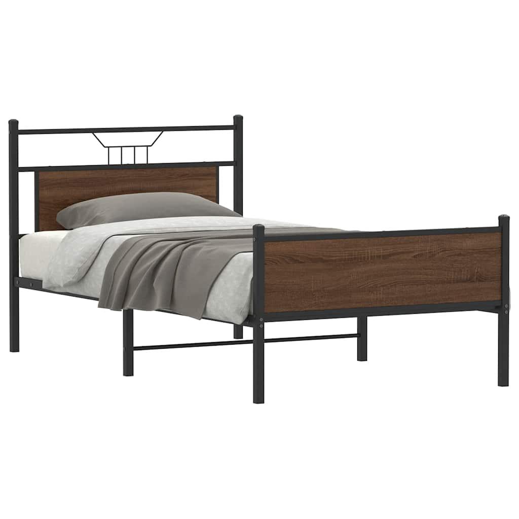 Sengeramme Uden Madras Konstrueret Træ Brunt Eg Brun Eg - med sengegavl og højt fodgærde / 100 x 190 cm