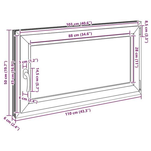 Kældervindue RISOR 110x50 cm Tilt&Drej DIN højre antracitgrå
