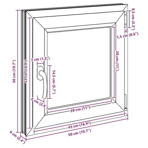 Kældervindue RISOR 50x50 cm Tilt&Drej DIN højre antracitgrå