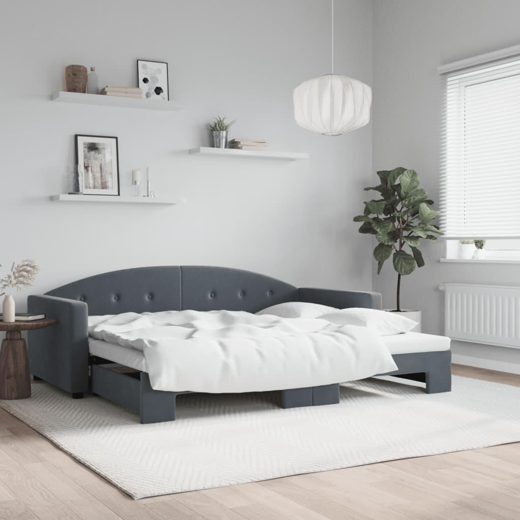 daybed med udtræk 90x190 cm velour mørkegrå