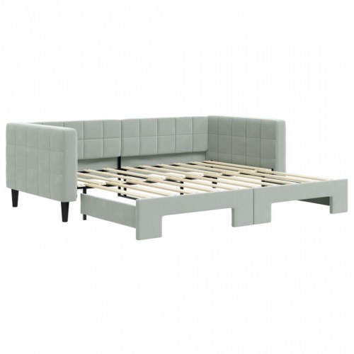 Daybed med udtræk 90 x 190 cm velour - lysegrå