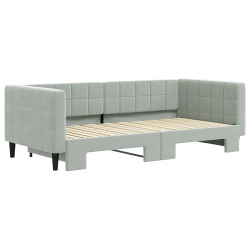 Daybed med udtræk 90 x 190 cm velour - lysegrå