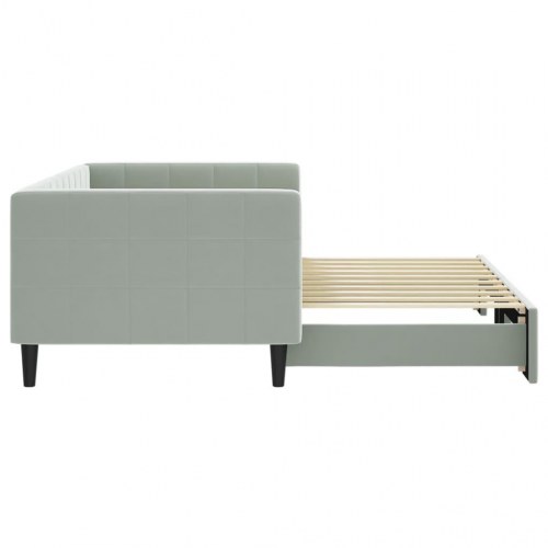Daybed med udtræk 90 x 190 cm velour - lysegrå