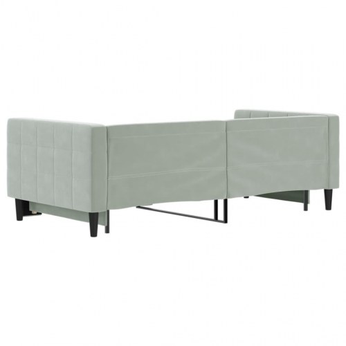 Daybed med udtræk 90 x 190 cm velour - lysegrå