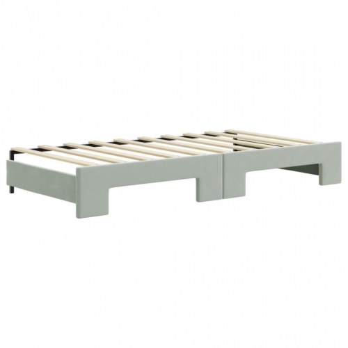 Daybed med udtræk 90 x 190 cm velour - lysegrå