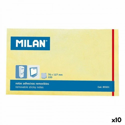 Milan klæbende huskesedler - Gul, 10 pakker