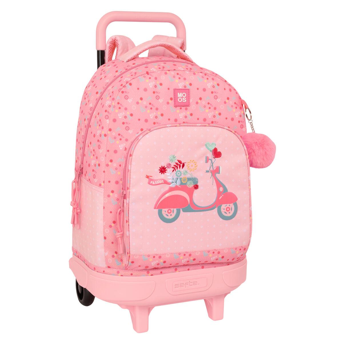 Skoletaske med hjul Moos Passion - Multifarvet 33 × 45 × 22 cm