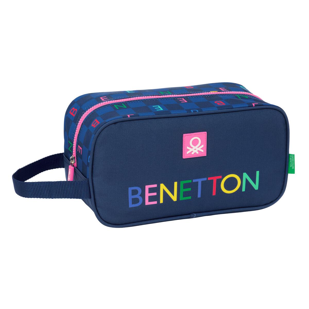 Benetton Damero rejseskotaske - marineblå 29 × 15 × 14 cm