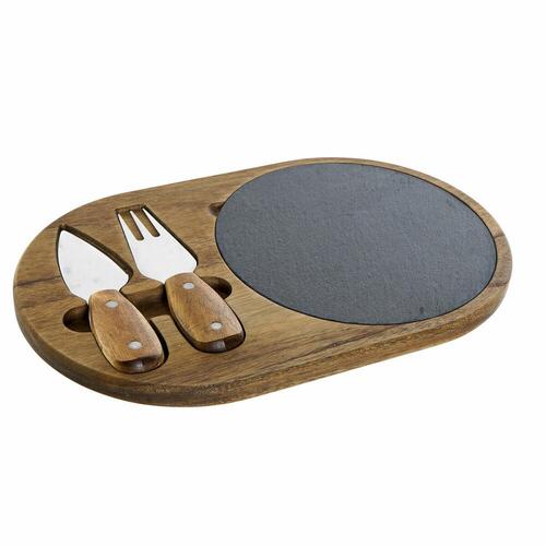 Skærebræt DKD Home Decor Rustfrit stål Bræt Akacie (32 x 20 x 1.5 cm) (4 x 15 x 1,5 cm) (3 stk)