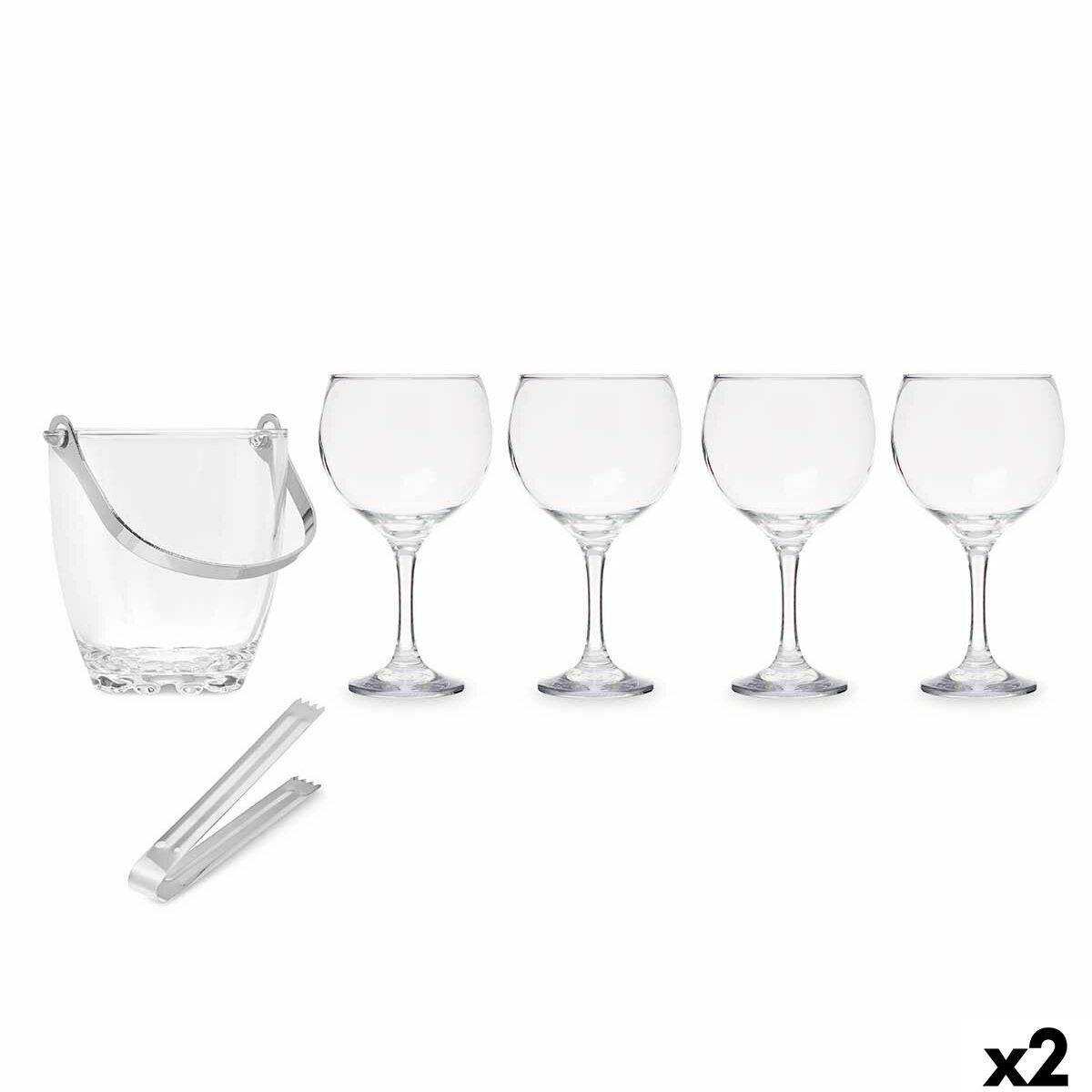 Isspand Vivalto 11444 Gennemsigtig Metal Krystal 14,5 x 12 x 12,5 cm 4x (10,5 x 20 cm) Vinglas (2 enheder)