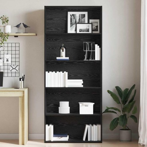 Bogreol 80×30×189 cm i konstrueret træ - sort eg