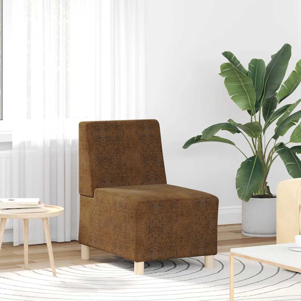 Sofastol uden armlæn 55 cm imiteret ruskind brun