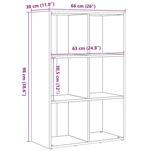 Bogskab bogreol 66 x 30 x 98 cm i sort egetræsfarve