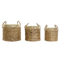 Kurvesæt DKD Home Decor Bambus Tropisk Siv (35 x 35 x 30,5 cm) (3 Dele)