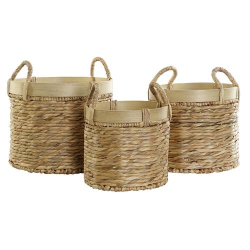 Kurvesæt DKD Home Decor Bambus Tropisk Siv (35 x 35 x 30,5 cm) (3 Dele)