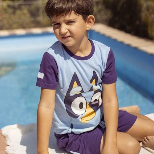 Bluey sæt med t-shirt og shorts - Blå - 4 år
