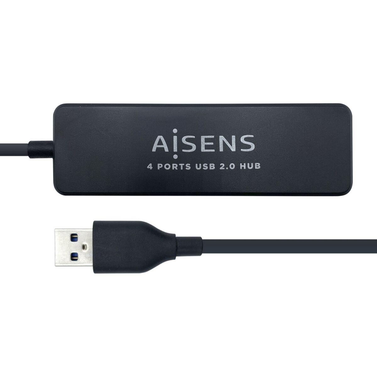 USB Hub Aisens A104-0402 Sort