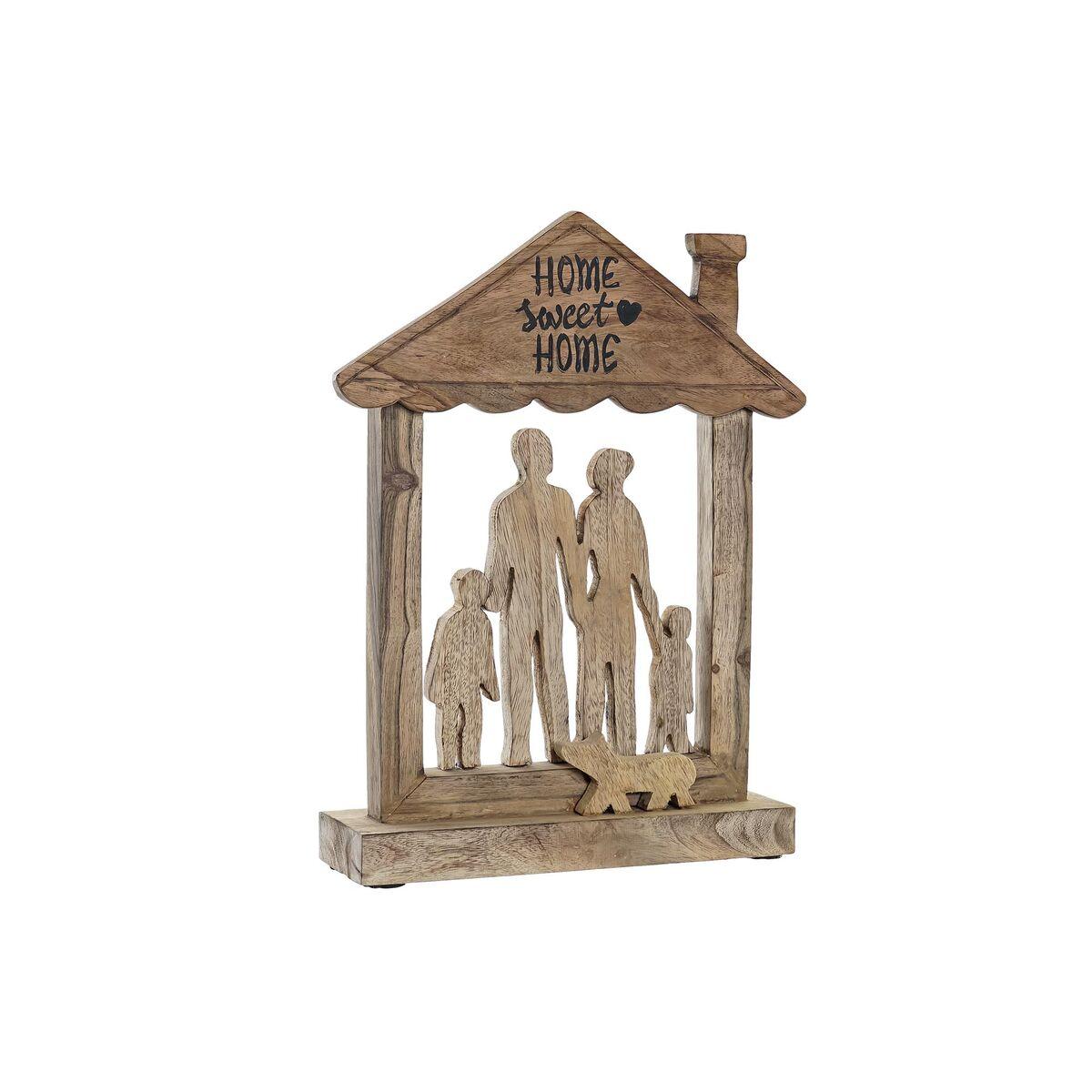 Dekorativ figur - brun mangotræ, moderne familie 30 × 8 × 39 cm
