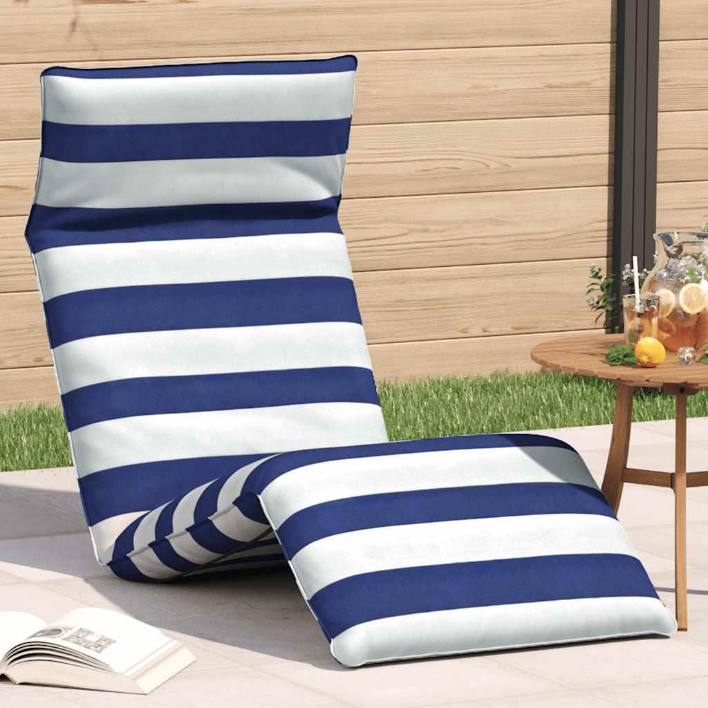 Foldbar liggestol 175x54x8,5 cm oxfordstof blÃ¥ og hvid