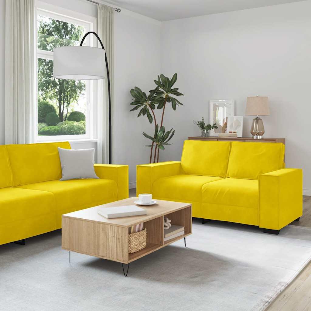 Sofasæt 2 Dele Med Hynder Velour - Gul