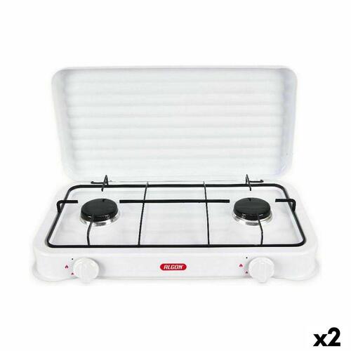 gaskomfur Algon Med låg Hvid 4400 W 55 x 7 x 32 cm (2 enheder)