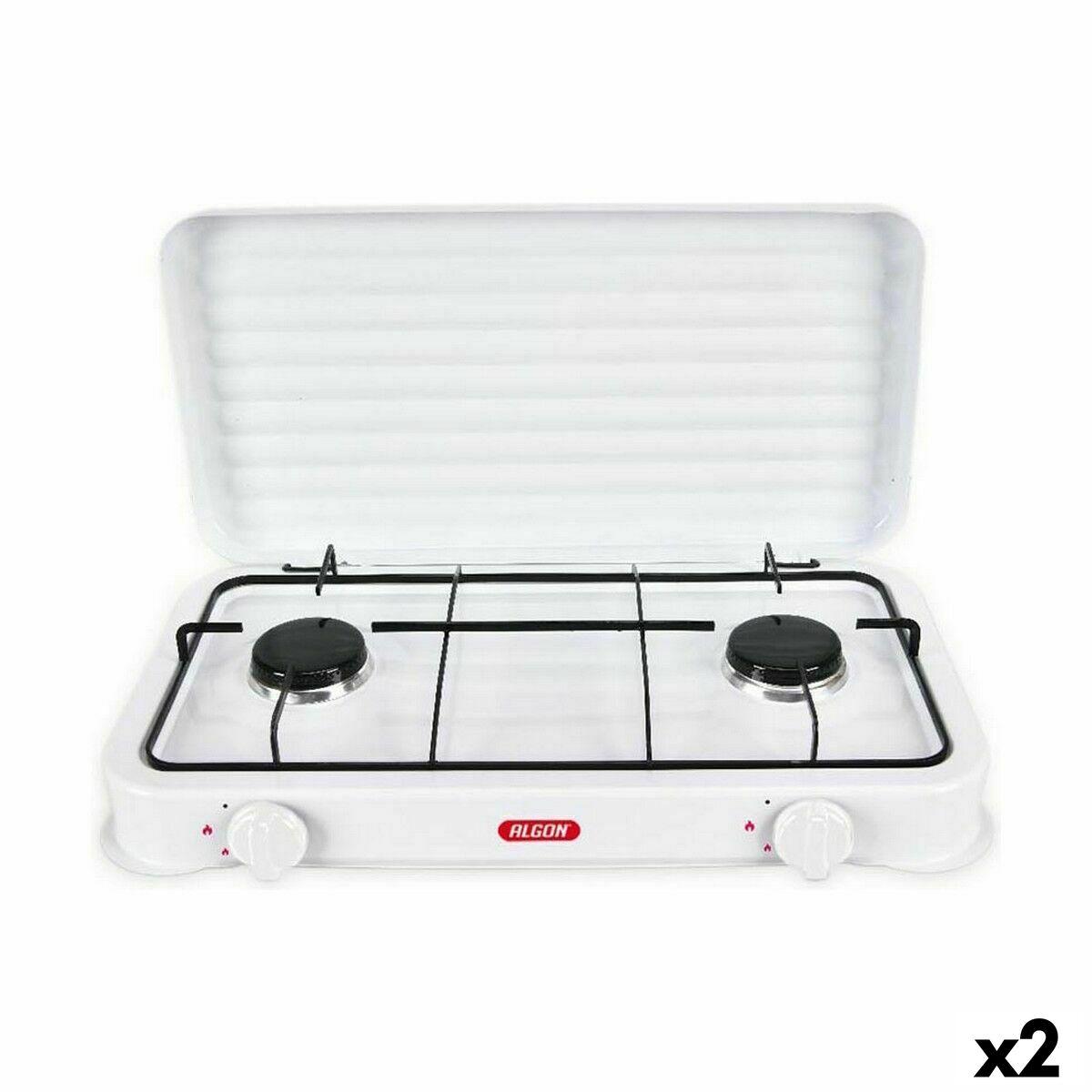 gaskomfur Algon Med låg Hvid 4400 W 55 x 7 x 32 cm (2 enheder)